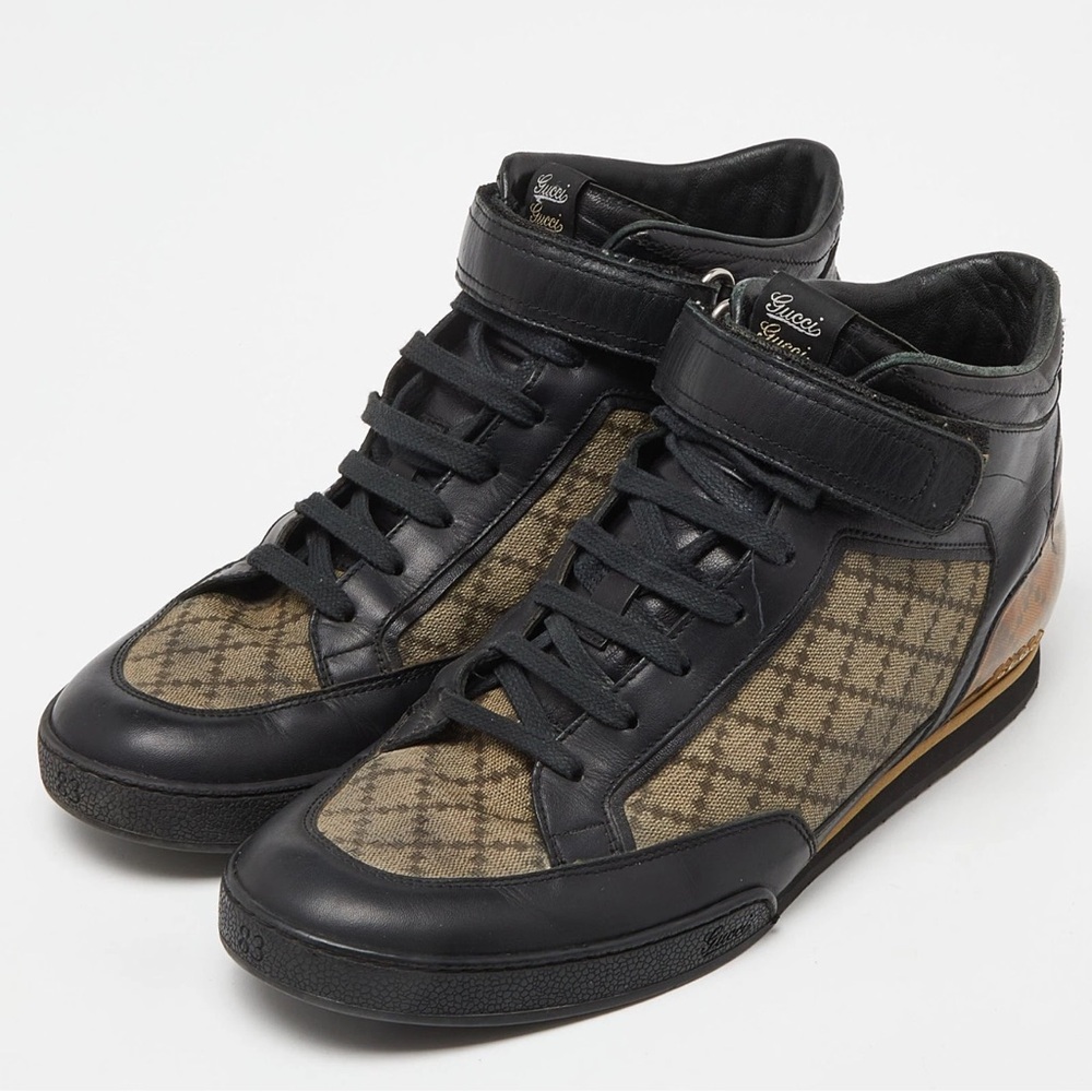 Gucci Men's Black and Brown High-Top Sneakers - Picture 2 of 7